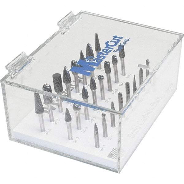 Made in USA - 39 Piece, 6mm Shank Burr Set - Multiple Head Shapes, Solid Carbide, 6° Included Angle - Industrial Tool & Supply