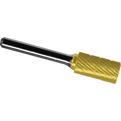 Made in USA - 3/4" Cut Diam, 1/4" Shank Diam, Cylinder with End Cut Head Chipbreaker Cut Burr - Carbide, 1" LOC, 2-3/4" OAL - Industrial Tool & Supply