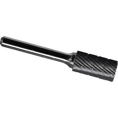 Made in USA - 1/2" Cut Diam, 1/4" Shank Diam, Cylinder with End Cut Head Chipbreaker Cut Burr - Carbide, 1" LOC, 2-3/4" OAL - Industrial Tool & Supply