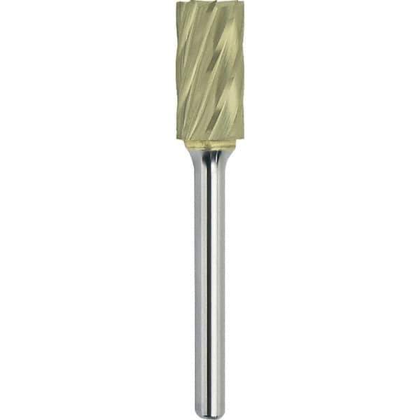 Made in USA - 8mm Cut Diam, 0.2362" Shank Diam, Cylinder Head Aluma Cut Burr - Carbide, 25mm LOC, 64mm OAL - Industrial Tool & Supply