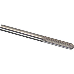 Made in USA - 1/8" Cut Diam, 1/8" Shank Diam, Cylinder with Radius Head Aluma Cut Burr - Carbide, 9/16" LOC, 2" OAL - Industrial Tool & Supply