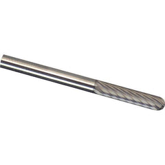 Made in USA - 6mm Cut Diam, 0.2362" Shank Diam, Cylinder with Radius Head Aluma Cut Burr - Carbide, 25mm LOC, 50mm OAL - Industrial Tool & Supply