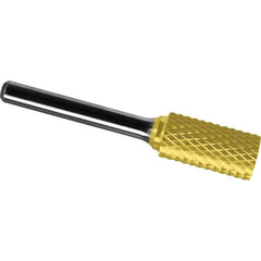 Made in USA - 3/4" Cut Diam, 3/8" Shank Diam, Cylinder Head Diamond Cut Burr - Carbide, 1" LOC, 2-3/4" OAL - Industrial Tool & Supply