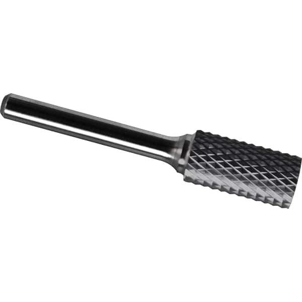 Made in USA - 19mm Cut Diam, 0.2362" Shank Diam, Cylinder Head Diamond Cut Burr - Carbide, 25mm LOC, 70mm OAL - Industrial Tool & Supply