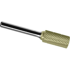 Made in USA - 3/8" Cut Diam, 1/4" Shank Diam, Cylinder Head Chipbreaker Cut Burr - Carbide, 1" LOC, 2-3/4" OAL - Industrial Tool & Supply