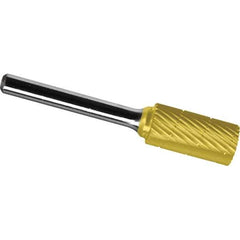 Made in USA - 1/2" Cut Diam, 3/8" Shank Diam, Cylinder Head Chipbreaker Cut Burr - Carbide, 1" LOC, 2-3/4" OAL - Industrial Tool & Supply