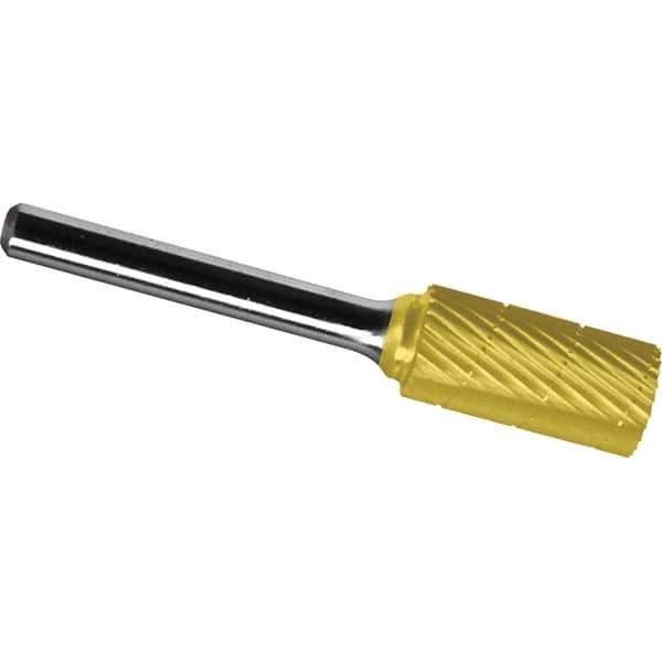 Made in USA - 1" Cut Diam, 0.2362" Shank Diam, Cylinder Head Chipbreaker Cut Burr - Carbide, 25mm LOC, 70mm OAL - Industrial Tool & Supply