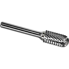 Made in USA - 11mm Cut Diam, 0.2362" Shank Diam, Cylinder with Radius Head Diamond Cut Burr - Carbide, 25mm LOC, 70mm OAL - Industrial Tool & Supply
