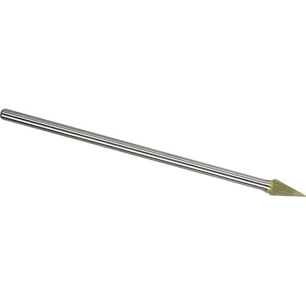 Made in USA - 3/8" Cut Diam, 1/4" Shank Diam, Cone Head Double Cut Burr - Carbide, 5/8" LOC, 6-5/8" OAL - Industrial Tool & Supply