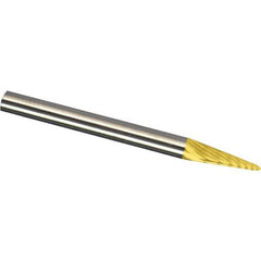 Made in USA - 3mm Cut Diam, 0.1181" Shank Diam, Cone Head Aluma Cut Burr - Carbide, 11mm LOC, 38mm OAL - Industrial Tool & Supply