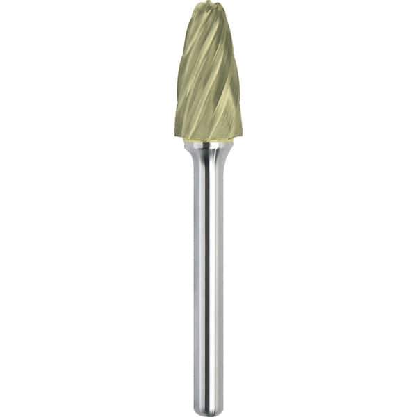 Made in USA - 3/4" Cut Diam, 1/4" Shank Diam, Tree with Radius Head Aluma Cut Burr - Carbide, 1-1/2" LOC, 3-1/4" OAL - Industrial Tool & Supply