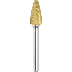 Made in USA - 11mm Cut Diam, 0.2362" Shank Diam, Tree with Radius Head Single Cut Burr - Carbide, 25mm LOC, 70mm OAL - Industrial Tool & Supply