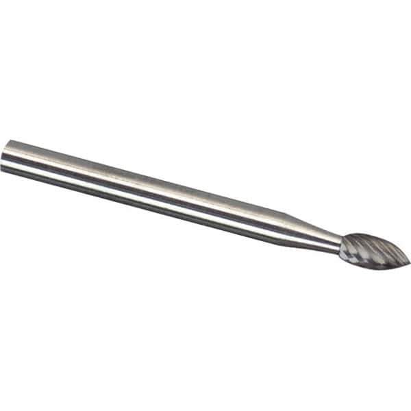 Made in USA - 6mm Cut Diam, 0.2362" Shank Diam, Flame Head Chipbreaker Cut Burr - Carbide, 12.7mm LOC, 50mm OAL - Industrial Tool & Supply