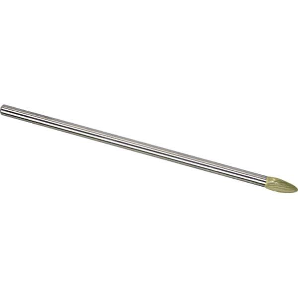 Made in USA - 1/2" Cut Diam, 0.2362" Shank Diam, Flame Head Single Cut Burr - Carbide, 32mm LOC, 182mm OAL - Industrial Tool & Supply