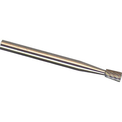 Made in USA - 1/4" Cut Diam, 1/4" Shank Diam, Inverted Cone Head Aluma Cut Burr - Carbide, 5/16" LOC, 2" OAL - Industrial Tool & Supply