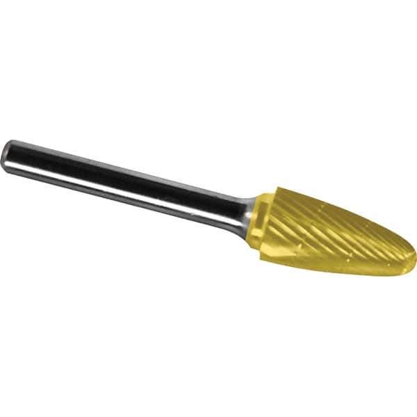 Made in USA - 19mm Cut Diam, 0.2362" Shank Diam, Tree with Radius Head Chipbreaker Cut Burr - Carbide, 38mm LOC, 83mm OAL - Industrial Tool & Supply