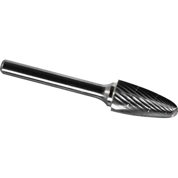 Made in USA - 1/4" Cut Diam, 1/8" Shank Diam, Tree with Radius Head Chipbreaker Cut Burr - Carbide, 1/2" LOC, 2" OAL - Industrial Tool & Supply
