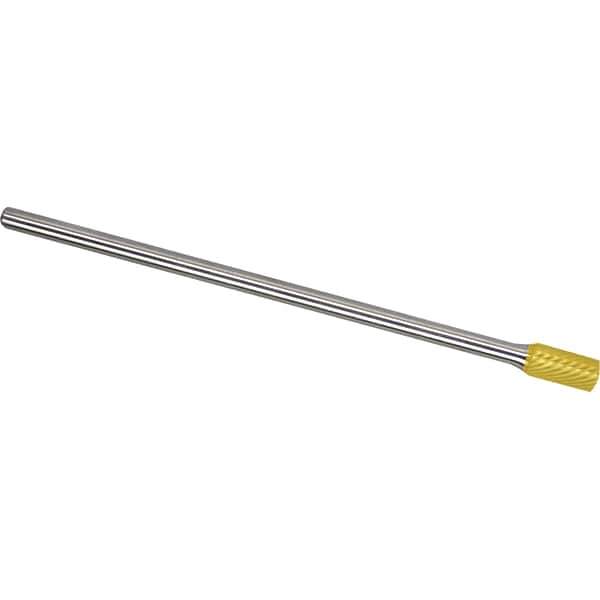 Made in USA - 1/2" Cut Diam, 0.2362" Shank Diam, Cylinder Head Double Cut Burr - Carbide, 25mm LOC, 175mm OAL - Industrial Tool & Supply