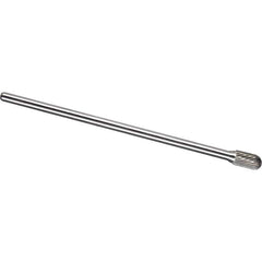 Made in USA - 9.5mm Cut Diam, 0.2362" Shank Diam, Cylinder with Radius Head Single Cut Burr - Carbide, 19mm LOC, 169mm OAL - Industrial Tool & Supply