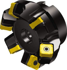 Sandvik Coromant - 63mm Cut Diam, 22mm Arbor Hole, 6mm Max Depth of Cut, 45° Indexable Chamfer & Angle Face Mill - 6 Inserts, 345R-13T5 Insert, Right Hand Cut, Through Coolant, Series CoroMill 345 - Industrial Tool & Supply