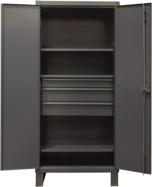 Durham - 3 Shelf Locking Storage Cabinet - Steel, 36" Wide x 24" Deep x 78" High, Gray - Industrial Tool & Supply