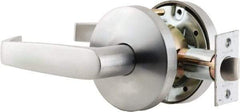 Falcon - Passage Lever Lockset for 1-3/8 to 1-7/8" Thick Doors - 2-3/4" Back Set, Stainless Steel, Satin Chrome Finish - Industrial Tool & Supply