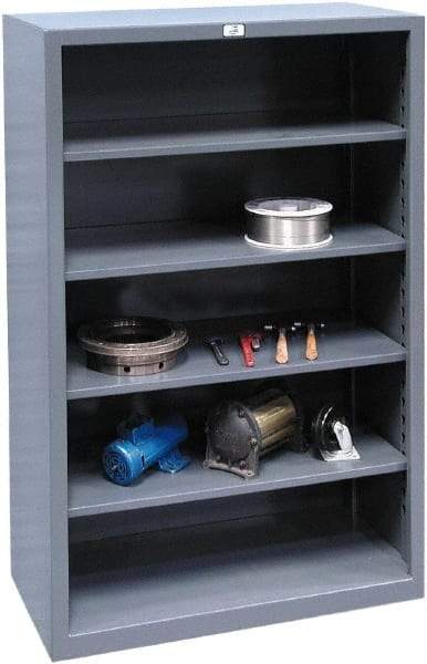 Strong Hold - 4 Shelf, 1,200 Lb. Capacity, Closed Shelving System - 48 Inch Wide x 18 Inch Deep x 72 Inch High, Dark Gray - Industrial Tool & Supply