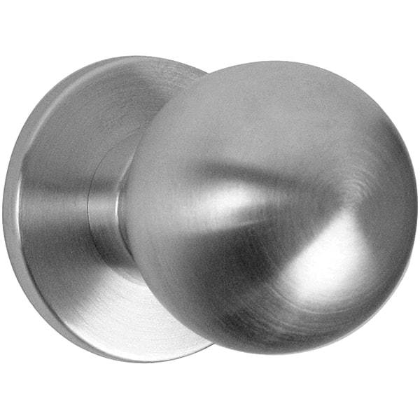 Falcon - 1-3/8 to 1-7/8" Door Thickness, Satin Chrome Passage Knob Lockset - 2-3/4" Back Set, Stainless Steel - Industrial Tool & Supply