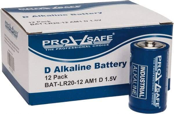 PRO-SAFE - Size D, Alkaline, Standard Battery - 1.5 Volts, Flat Terminal, LR20 - Industrial Tool & Supply