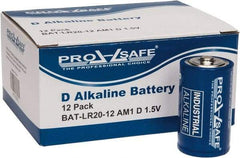 PRO-SAFE - Size D, Alkaline, Standard Battery - 1.5 Volts, Flat Terminal, LR20 - Industrial Tool & Supply