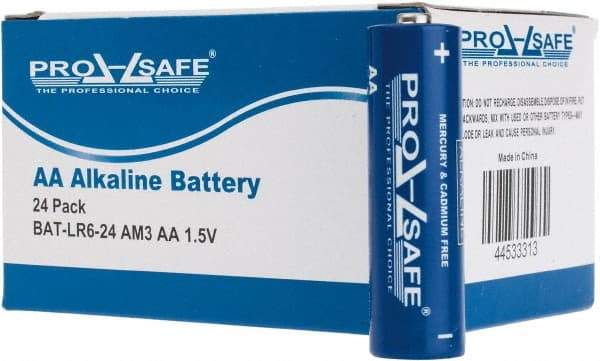 PRO-SAFE - Size AA, Alkaline, Standard Battery - 1.5 Volts, Flat Terminal, LR6 - Industrial Tool & Supply
