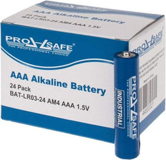PRO-SAFE - Size AAA, Alkaline, Standard Battery - 1.5 Volts, Flat Terminal, LR03 - Industrial Tool & Supply