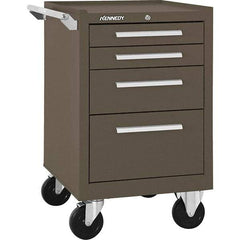 Kennedy - 4 Drawer Steel Tool Roller Cabinet - 20-1/2" Wide x 34" High x 18" Deep, Ball Bearing Drawer Slides, Brown - Industrial Tool & Supply