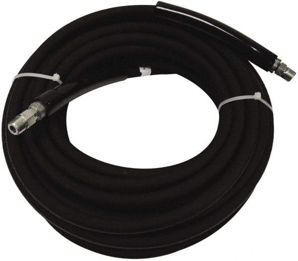 Value Collection - 50' Long, 3/8" Fitting, Male Rigid x Male Swivel Fitting, -40 to 310°F, Synthetic Rubber High Temp & High Pressure Hose - 3/8" Inside x 5/8" Outside Diam, Black, 3,000 psi - Industrial Tool & Supply
