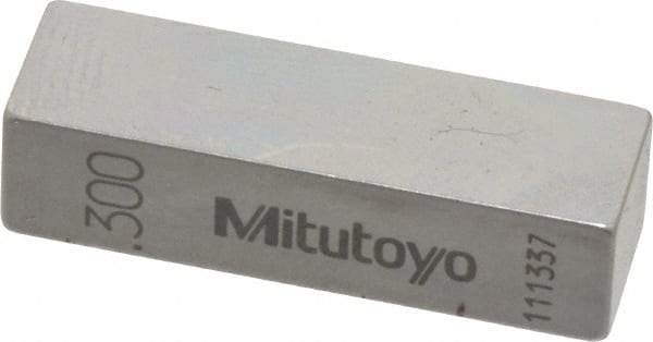 Mitutoyo - 0.3" Rectangular Steel Gage Block - Accuracy Grade AS-1, Includes Certificate of Inspection - Industrial Tool & Supply