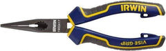 Irwin - 6" OAL, 7/16" Jaw Length x 2" Jaw Width, Long Nose Side Cutting Pliers - Serrated Jaw, Standard Head, Comfort Grip Handles - Industrial Tool & Supply