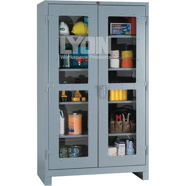 Lyon - 4 Shelf Visible Storage Cabinet - Steel, 48" Wide x 24" Deep x 82" High, Dove Gray - Industrial Tool & Supply