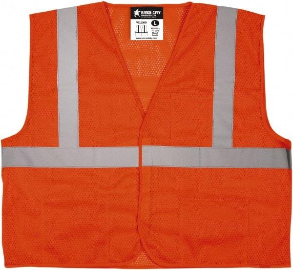 MCR Safety - Size 4XL Flame Resistant/Retardant Orange Mesh General Purpose Vest - 28.4" Chest, ANSI 107-2015, Hook & Loop Closure, 3 Pockets, Polyester - Industrial Tool & Supply