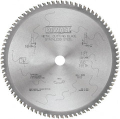 DeWALT - 12" Diam, 1" Arbor Hole Diam, 80 Tooth Wet & Dry Cut Saw Blade - Carbide-Tipped, Standard Round Arbor - Industrial Tool & Supply