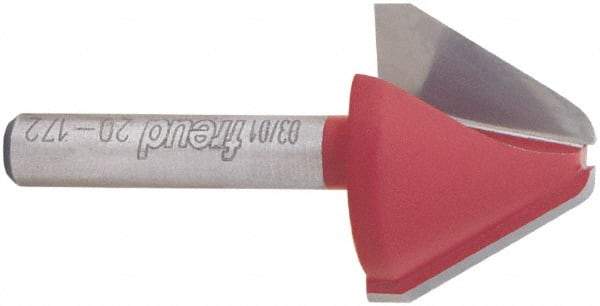 Freud - 1" Cut Diam, 3/4" Length of Cut, 0 Flute Lettering Edge Profile Router Bit - Carbide-Tipped, 1/4" Shank Diam, 2" OAL, Proprietary Coating - Industrial Tool & Supply