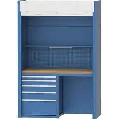 LISTA - 60-1/4 Wide x 29-3/4" Deep x 91-1/2" High, Butcher Block Workstation - Fixed Legs, Classic Blue - Industrial Tool & Supply