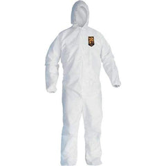 KleenGuard - Size XL Film Laminate General Purpose Coveralls - White, Zipper Closure, Elastic Cuffs, Elastic Ankles, Serged Seams - Industrial Tool & Supply