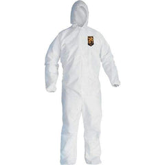 KleenGuard - Size S Film Laminate General Purpose Coveralls - White, Zipper Closure, Elastic Cuffs, Elastic Ankles, Serged Seams - Industrial Tool & Supply
