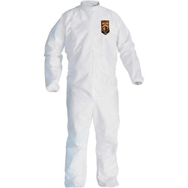 KleenGuard - Size 5X/6XL Film Laminate General Purpose Coveralls - White, Zipper Closure, Elastic Cuffs, Elastic Ankles, Serged Seams - Industrial Tool & Supply