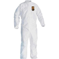 KleenGuard - Size 4XL Film Laminate General Purpose Coveralls - White, Zipper Closure, Elastic Cuffs, Elastic Ankles, Serged Seams - Industrial Tool & Supply