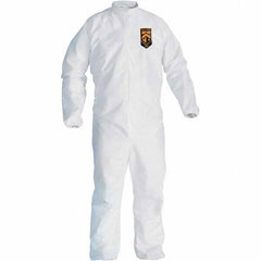 KleenGuard - Size M Film Laminate General Purpose Coveralls - White, Zipper Closure, Elastic Cuffs, Elastic Ankles, Serged Seams - Industrial Tool & Supply