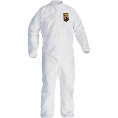 KleenGuard - Size S Film Laminate General Purpose Coveralls - White, Zipper Closure, Elastic Cuffs, Elastic Ankles, Serged Seams - Industrial Tool & Supply
