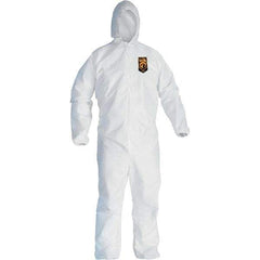 KleenGuard - Size 4XL Film Laminate General Purpose Coveralls - White, Zipper Closure, Elastic Cuffs, Elastic Ankles, Serged Seams - Industrial Tool & Supply