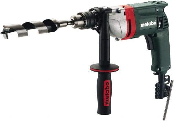 Metabo - 1/2" Keyed Chuck, 0 to 650 RPM, Pistol Grip Handle Electric Drill - 6.7 Amps, 120 Volts, Non-Reversible - Industrial Tool & Supply