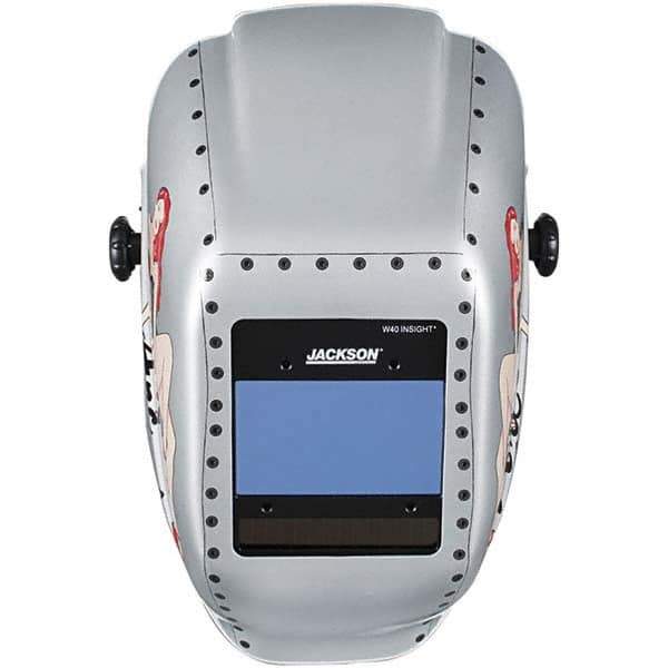 Jackson Safety - 2.36" Window Width x 3.93" Window Height, 9 to 13 Shade Auto-Darkening Lens, Fixed Front Welding Helmet - Graphics on Helmet Arc Angel Design, Thermoplastic Green Lens - Industrial Tool & Supply